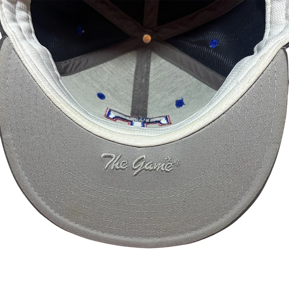 The Game Pro Texas Rangers Fitted‎ Baseball Hat Grey Blue Red Size 7 GP400 Cap